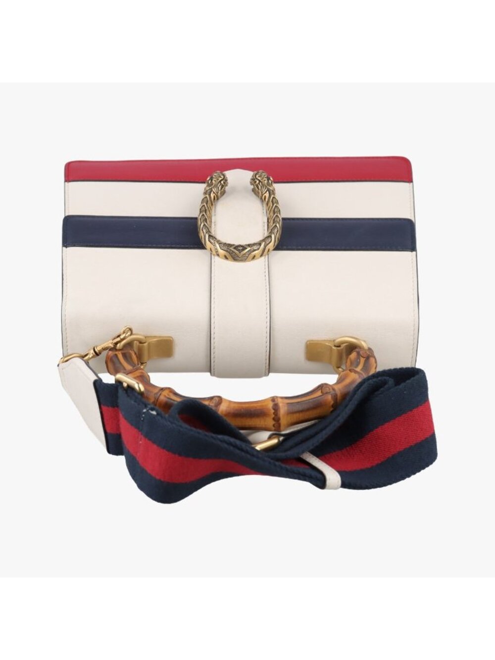 ★SOLD★ Gucci Dionysus Bamboo White Navy Red Leather Messenger Bag - Picture 8 of 15